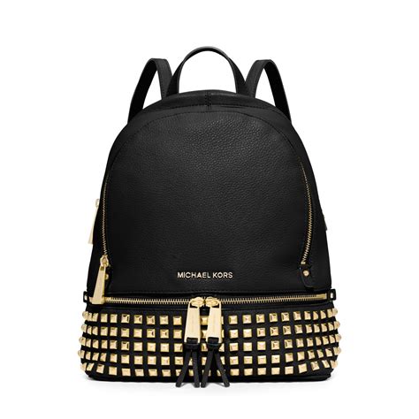 black studded michael kors backpack|michael kors black studded handbag.